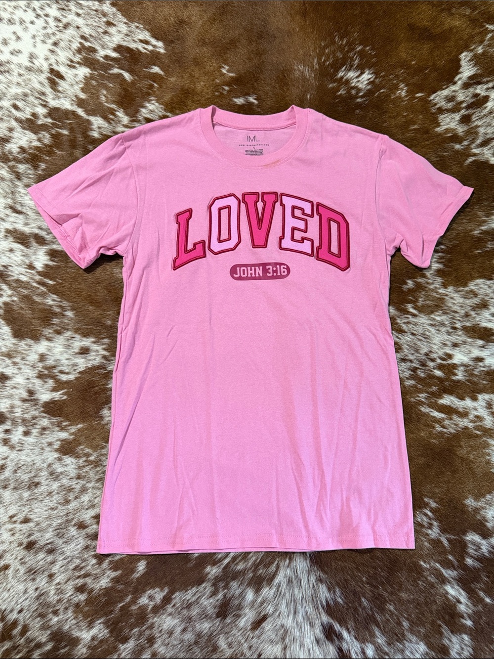 Hobby Lobby Pink "LOVED" John 3:16 Short Sleeve Tee
